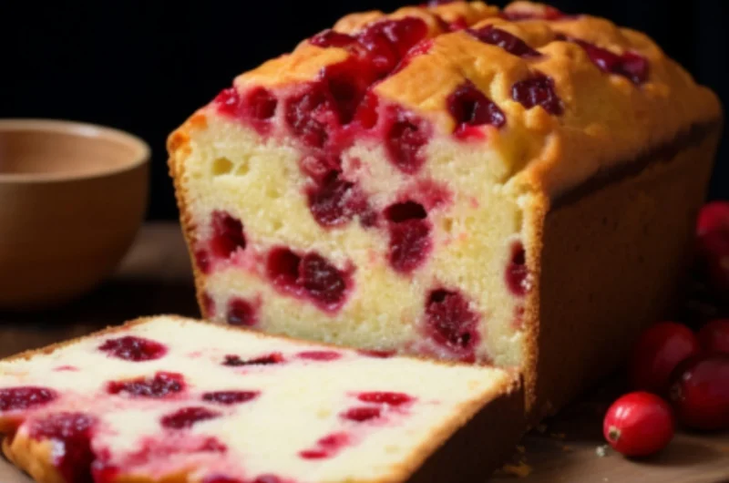 Frisch gebackenes Cranberry-Brot mit saftigen Preiselbeeren.