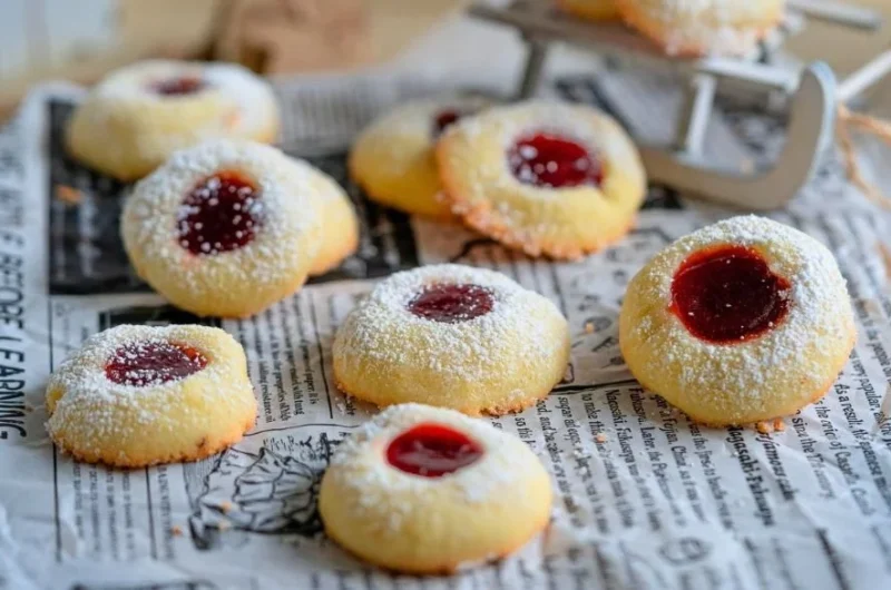 Köstliche Engelsaugen Plätzchen nach traditionellem Rezept für Weihnachten 2024.