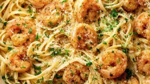 Shrimp Scampi mit Knoblauch-Sahne-Pasta