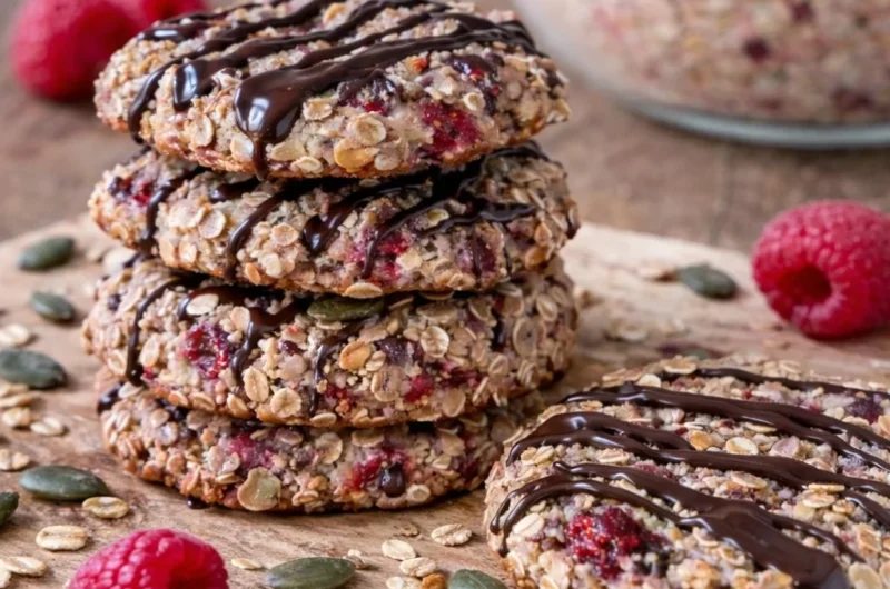 Gesunde Brotdosen-Kekse ohne Zucker auf einem Holzuntergrund