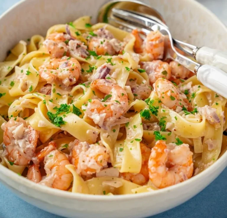 Leckere Garnelen-Pasta mit frischen Zutaten und einer köstlichen Sauce.