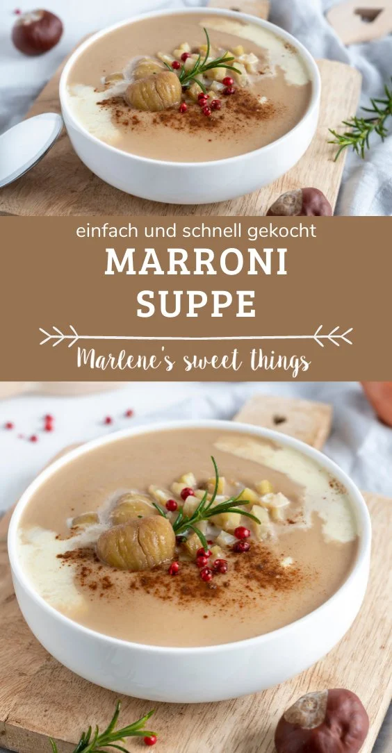 Köstliche Maronen Zimt-Suppe in einer Schüssel, perfektes Herbstrezept.