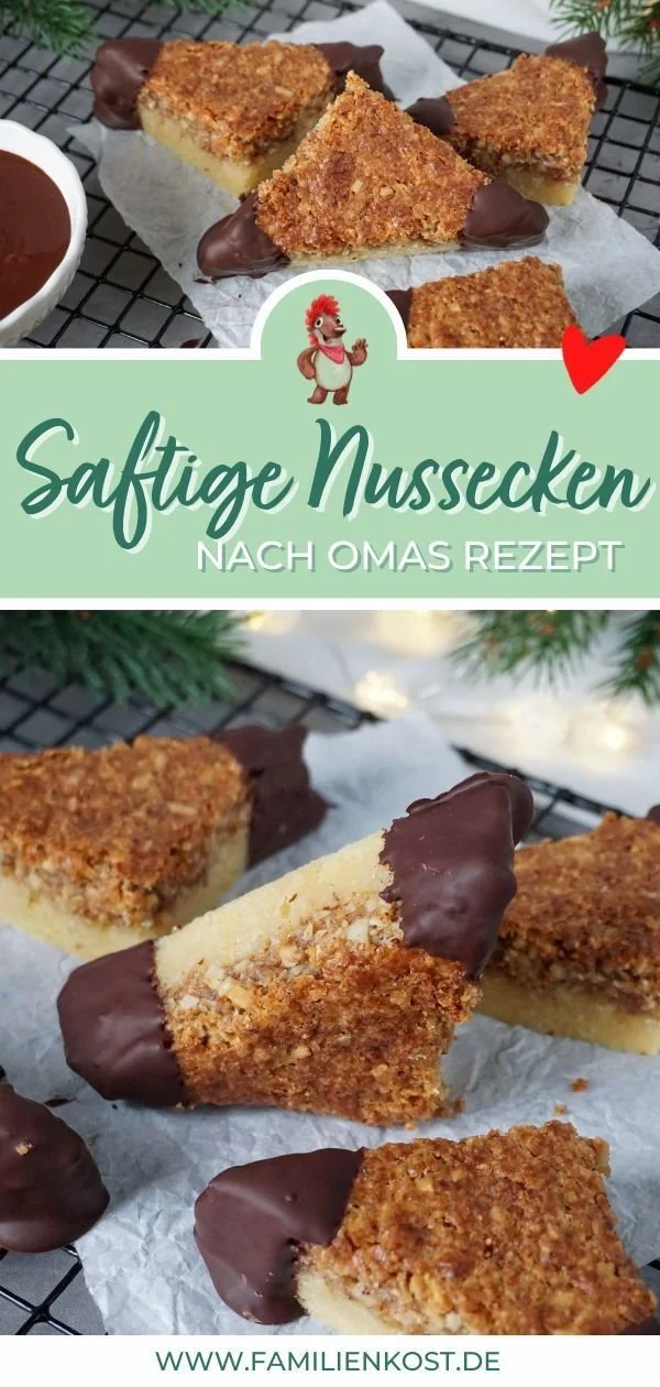 Rezept für saftige Nussecken, ein köstliches Gebäck mit Nüssen