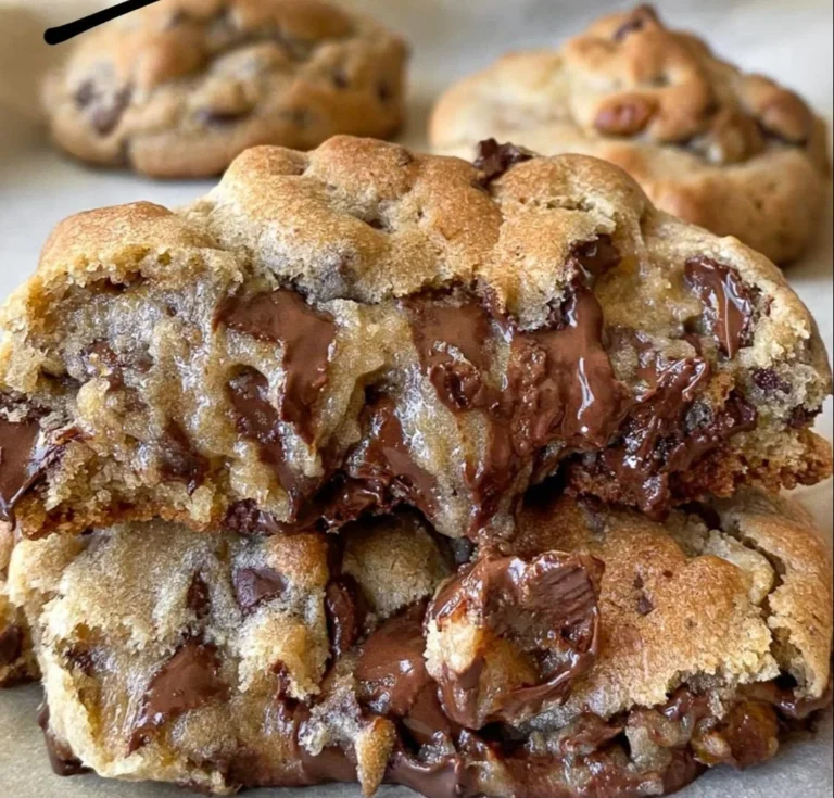 Ultra dicke, saftige Chocolate Chip Cookies auf einem Tablett